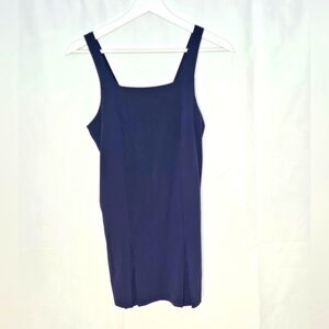 Navy Woven Dress w/ Pockets